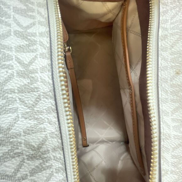 Michael Kors Nouveau Hamilton Handbag Satchel Crossbody Large Logo White *FLAW - Picture 9 of 14